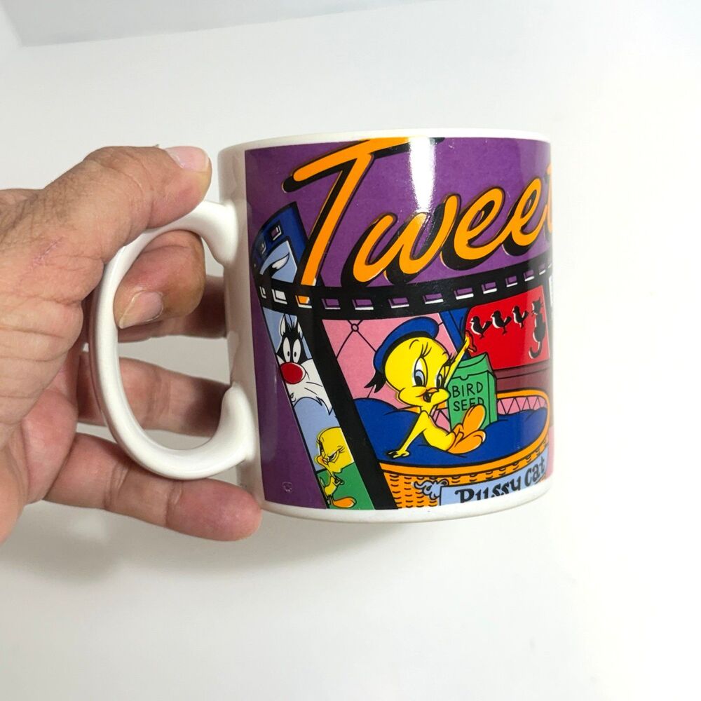 Vintage 1990s Looney Tunes Tweety Bird Film Strip Ceramic Coffee Mug Gibson